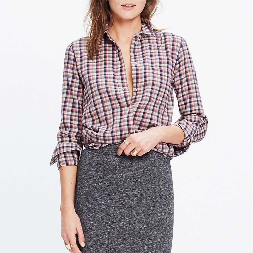 Madewell Flannel Slim Boyshirt in Palma Plaid